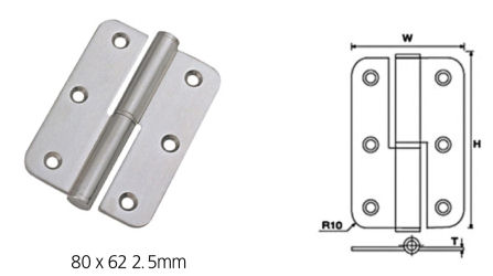 Stainless Steel Ball Bearing Lift-Off Hinges (Round Corner)